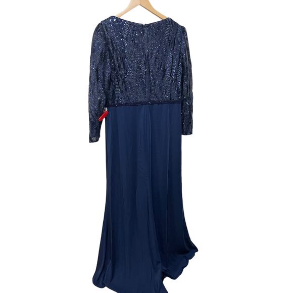 MAC DUGGAL EMBELLISHED LONG SLEEVE BODICE COLUMN DRESS Style #67887 - Picture 10 of 11